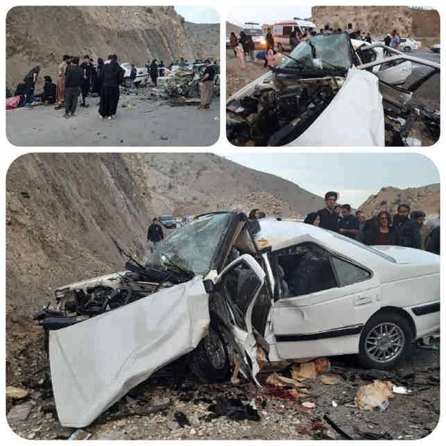 تجاوز به چپ  سواری سمند  ۲ کشته  و ۸ نفر زخمی بر جای گذاشت
